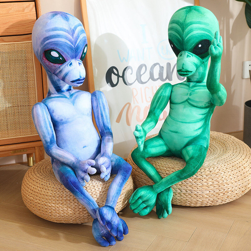 Brinquedo de pelúcia alienígena realista para crianças, boneca macia, fofa, articulações extra-terrestres, pode girar, decoração, presente de aniversário