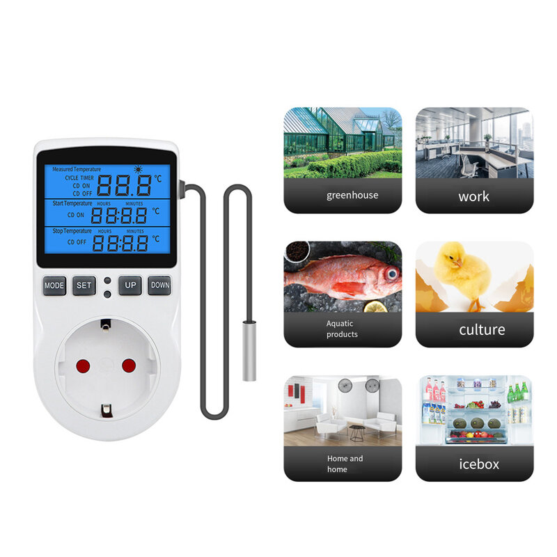 Cyfrowy termostat steckdosentermostat Steckdose Temperaturschalter EU Stecker regulator temperatury zasilania elektrycznego