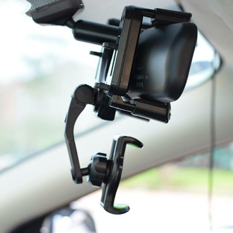 Автомобильный держатель для телефона на зеркало заднего вида, держатель для телефона, вращающийся на 360 °, выдвижная Подставка для сотового телефона подходит для большинства автомобилей