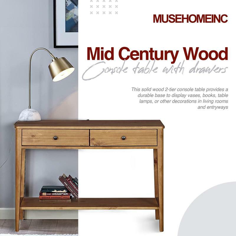 MUSEHOMEGI-Califórnia Mid Century madeira console tabela com gavetas, mel marrom