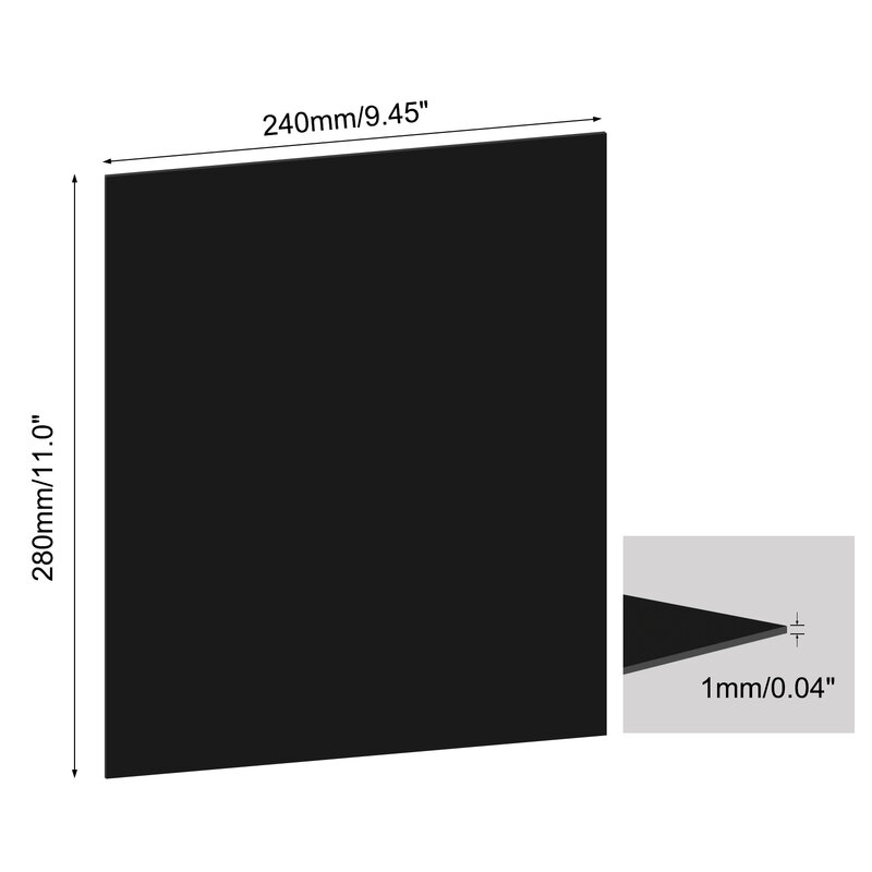 Hojas negras de plástico ABS para proyectos de bricolaje, 1mm de espesor, 24cm x 28cm, ABS2410 (paquete de 4)