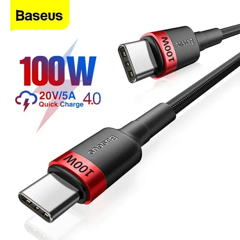 Baseus 100W USB C To USB Type C Cable PD Fast Charging Charger Cord 5A USB-C USBC TypeC Cable 2m For MacBook Samsung Xiaomi POCO