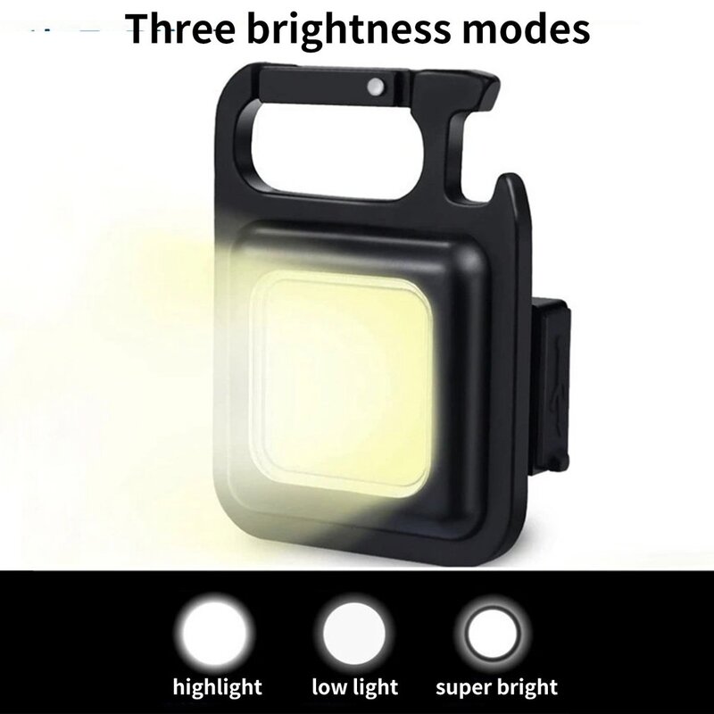 متعددة الوظائف مصباح يدوي صغير LED ، المحمولة جيب كيشاين مصباح ، USB قابلة للشحن ، التخييم في الهواء الطلق ، ضوء COB ، المفتاح ، قوية