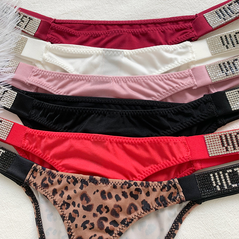 New VS Women Panties Plus Size Sexy Pink Comfort Bra Push Up Lingerie Thong Briefs Fashion Letter Rhinestone Seamless Underwear
