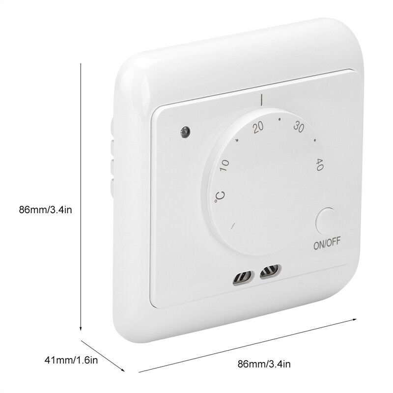 Pengontrol suhu terpasang di dinding, termostat pemanas listrik mekanis 230V 16A, dikontrol pada 5-40 ℃ untuk rumah