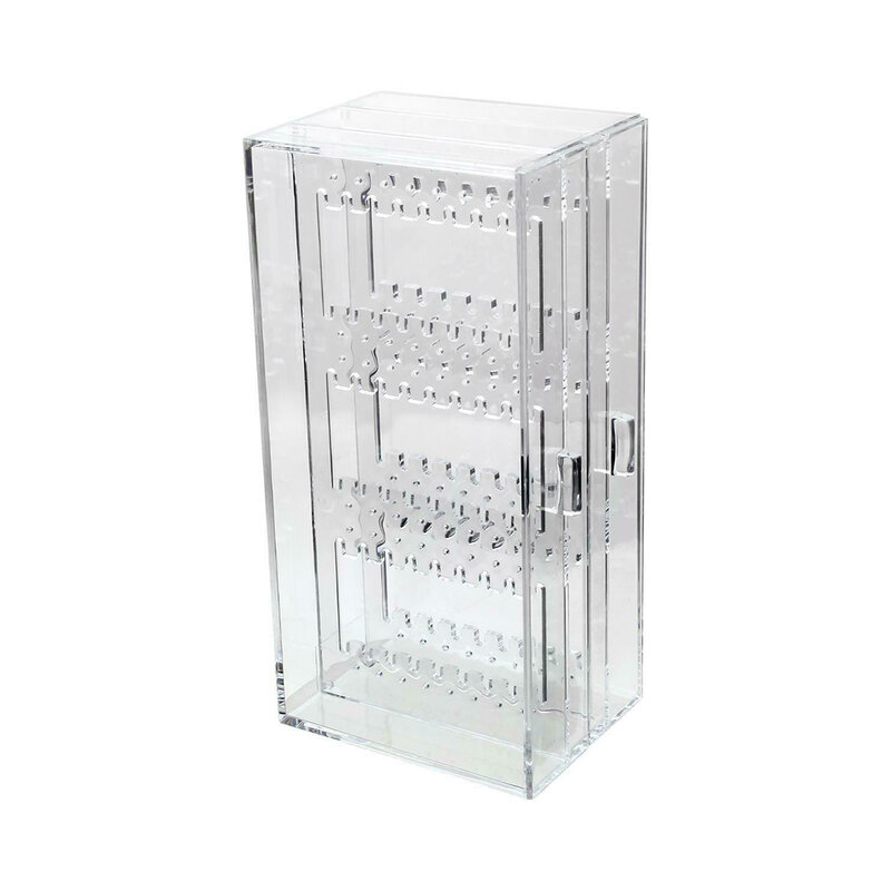 Clear Earrings Drawer Organizer Plastic Necklace Stud Storage Display Stand Box 4 fold Jewelry Holder