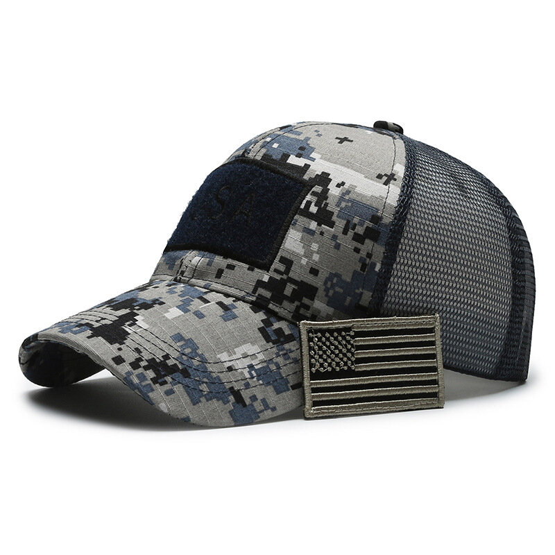 남성용 미국 국기 위장 야구 모자, 야외 통기성 전술 등산 피크 모자, 조절 가능한 세련된 카스케트