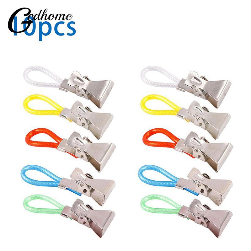 8/10Pc Clothes Pegs Stainless Steel Clothespins Colorful Laundry Tea Towel Hanging Clips Loops Towel Clips Kitchen Bathroom Clip