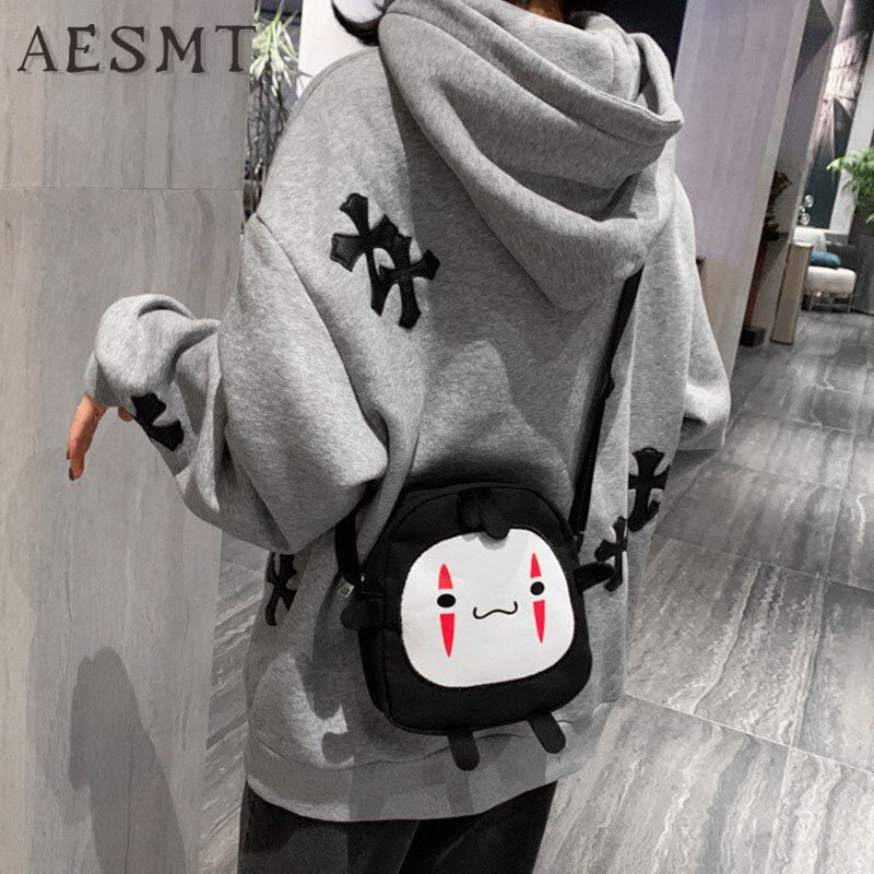 Hayao Miyazaki Messenger Bag para crianças e adultos, saco de pelúcia sem rosto, Anime Cute Kawaii School Bags, Unisex