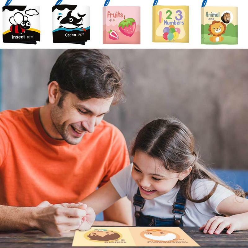 Livro de pano lavável para bebês, livro sensorial, Touch Feel, brinquedos interativos de banho, educação precoce