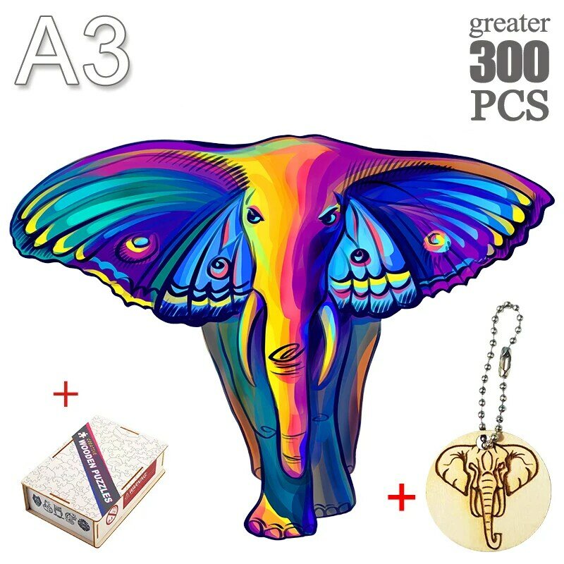 Animal Jigsaw Puzzles Unique Wooden Elephant Puzzle Gift For Adults Kids 3D Fabulous Educational Interactive Games Toy