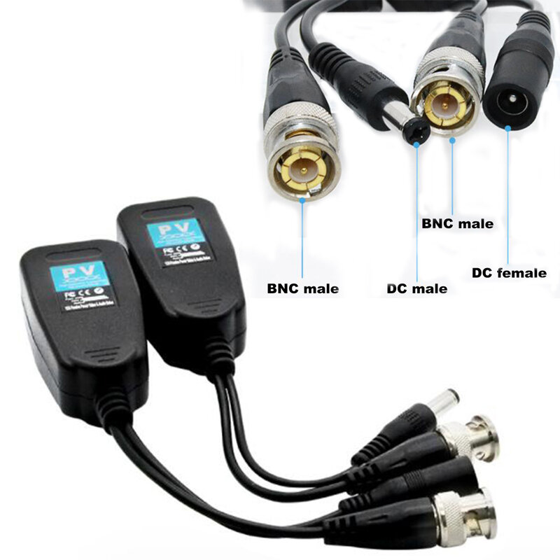 1/2/5Pair Passive Coax BNC Power Video Balun Transceiver Connectors to RJ45 BNC DC male for CCTV Camera for HDTVI H2