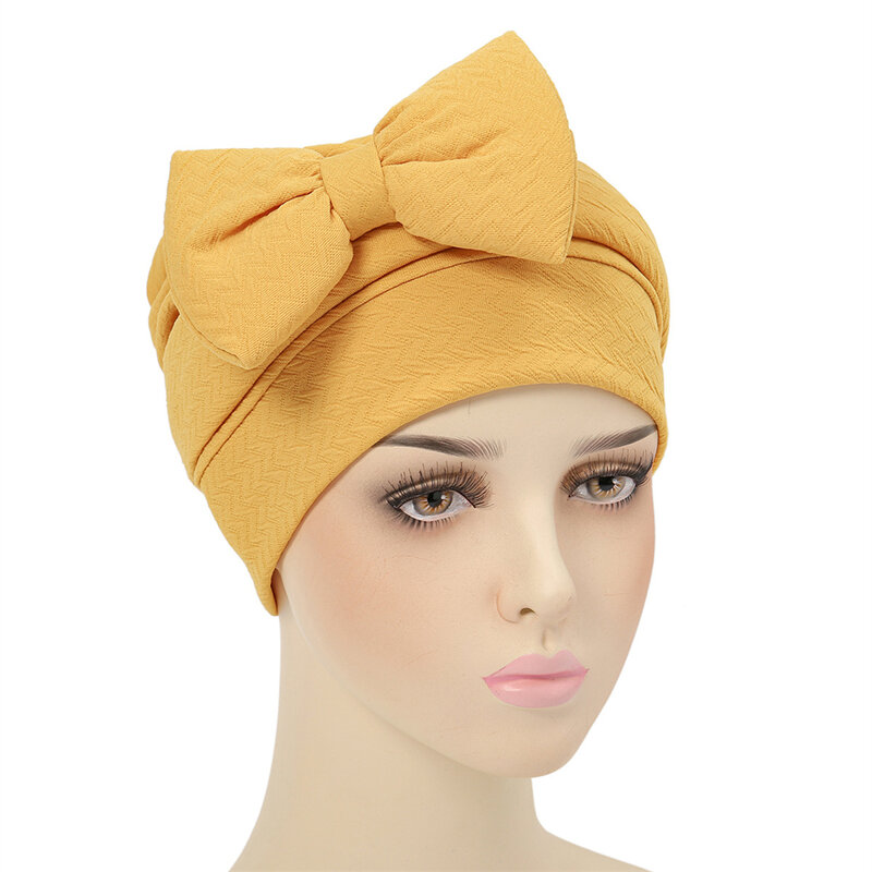 Women Big Bow Chemo Cap Muslim Hijab Turban Headscarf Turban Bonnet Beanie Hair Loss Hat Baggy Bandanas Headband Turbante Mujer