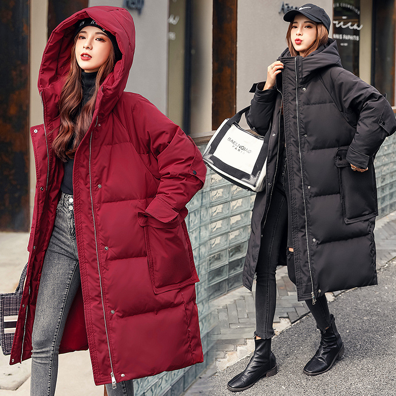 女性用の特大ジャケット,コート,90%,白,韓国の特大,厚くて暖かいゆったりとした服