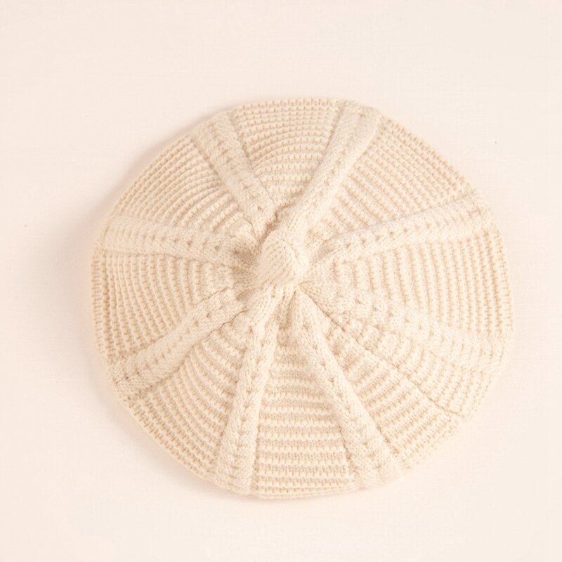 Baby Winter Knitted Beret Solid Color Artist Beanie Cap Painter Travel  Shopping  Party Baby Octagonal Beret