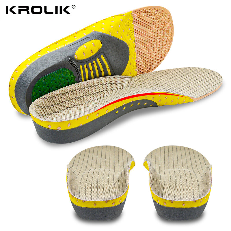 Krolik plantillas de Gel ortopédicas para zapatillas de deporte, cojín plano para pies, almohadilla de soporte para ARCO, alivia el dolor de pies, hombre y mujer