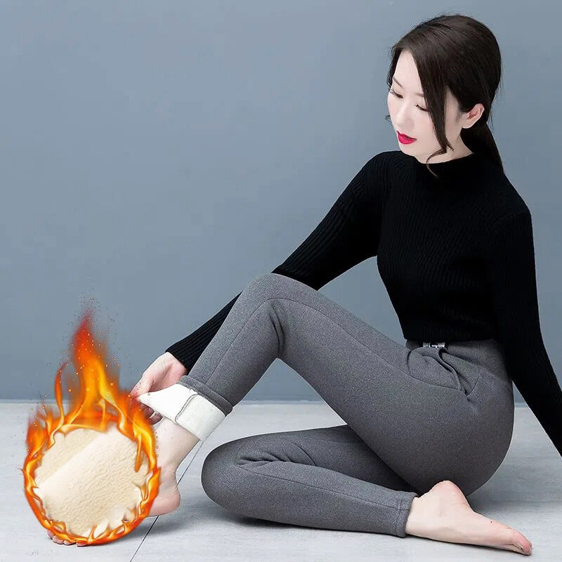 Winter Warm Leggings Women Thicken Velvet Thermal Legging Slim High Waist Black Casual Pants Compression Trousers Cold-Resistant