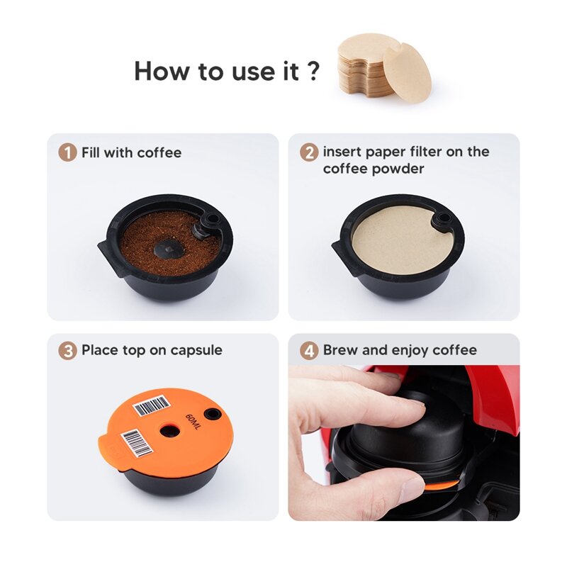 Disposible Paper Filter for  Reusable Tassimo Coffee Capsule Protect From Block Keep Capsule for Cleaning