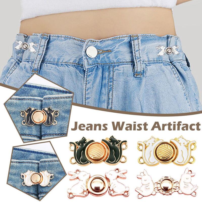 Celana Jeans penutup pinggang, artefak tidak terlihat kancing jepret ikat pinggang alat dapat dilepas mengencangkan menyesuaikan kancing pakaian
