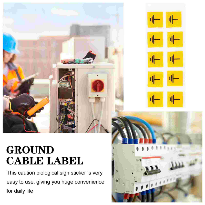 10 Pcs Electrical Grounding Label Stickers Equipment Warning Decals Connection Labels Panel Fence Sign Safety Machinery Tag