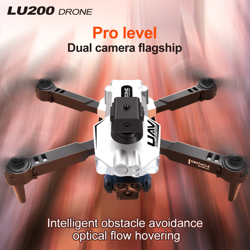 Dron LU200 de cuatro lados para evitar obstáculos, fotografía aérea, plegable, Control remoto, flujo óptico, cuatro ejes
