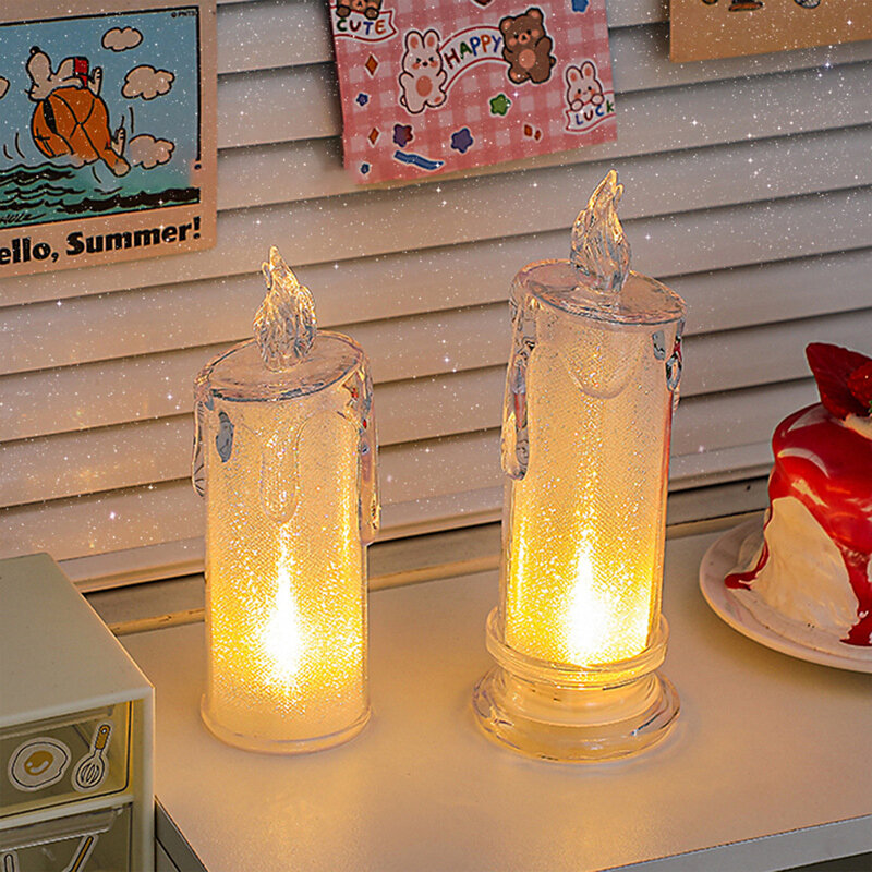 Simulation Candle Light Decorations Melting Taper Wax Candles Sleeping Lamp Table Lamp for Home Decor