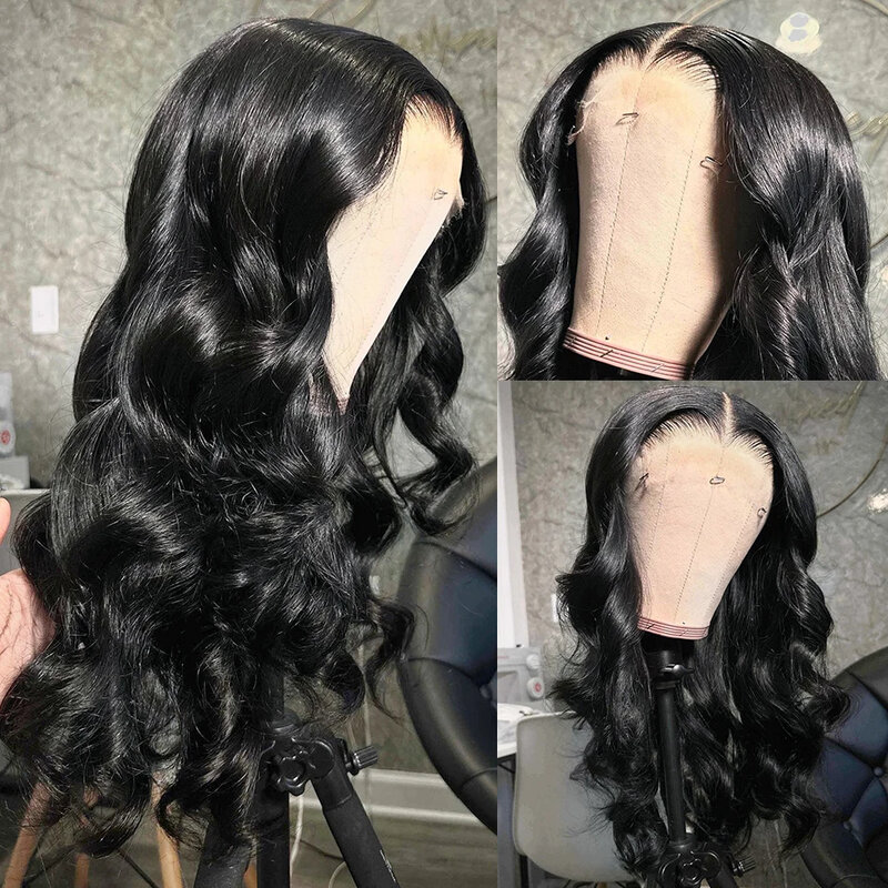 Perruque Lace Front Wig Body Wave Brésilienne Remy Naturelle, Cheveux Humains, Transparente, 13x4, 13x6, 30 32, 180% Aman, pour Femme