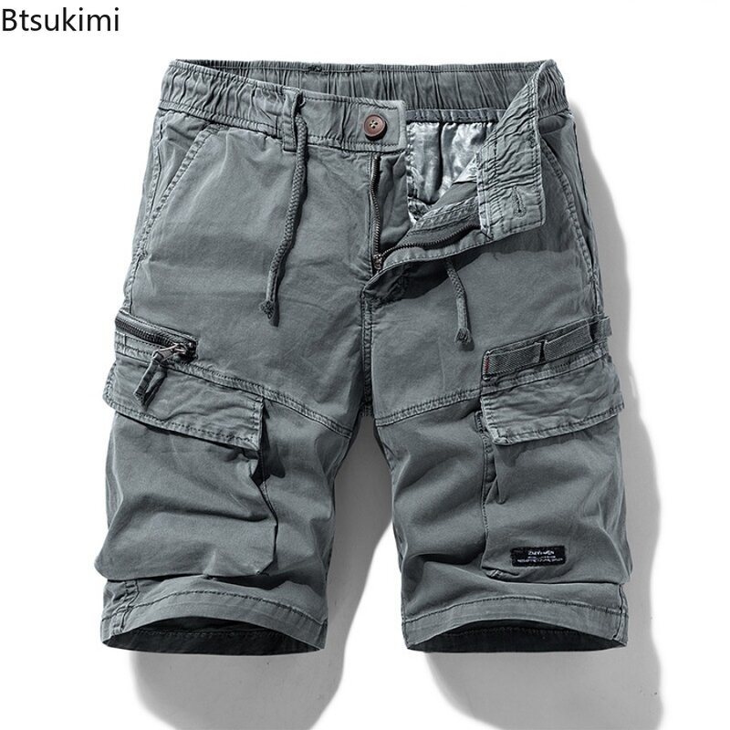 Summer New Men's Casual Cotton Cargo Shorts Fashion Vintage Workwear Shorts Men Outdoor Joggers 2024 Trend Streetwear Sweatpants