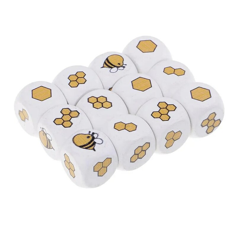 12x White Painted Wood Dice Cubes 6 Sided Dice Family Game Kids Toys Crafts