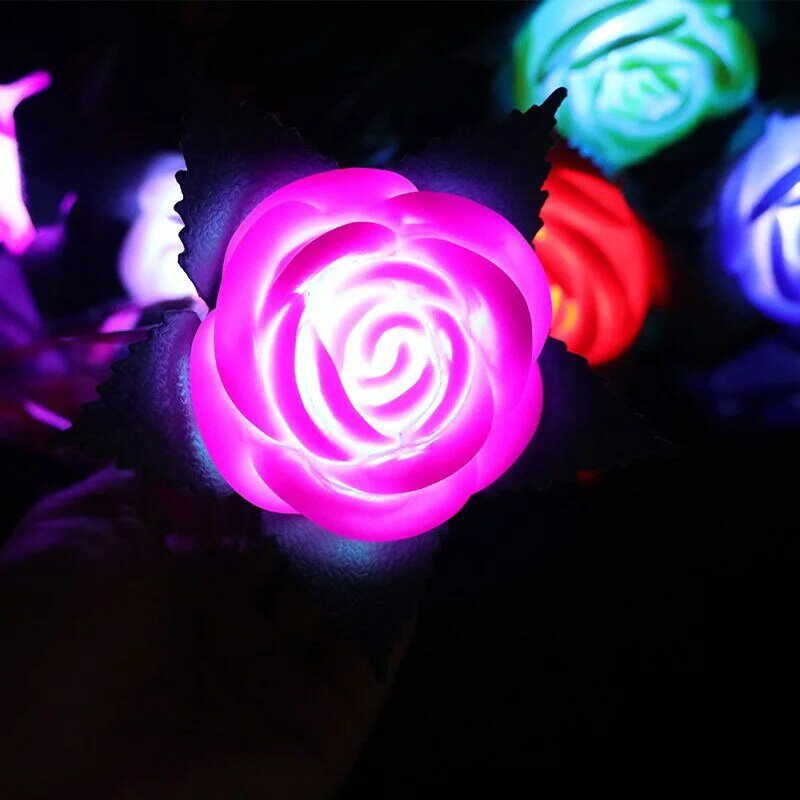 40*10CM Simulation Colorful Roses LED Light-emitting Rose Bouquet Light Valentine's Day Gift Kid's Holiday Gift Home Decoration