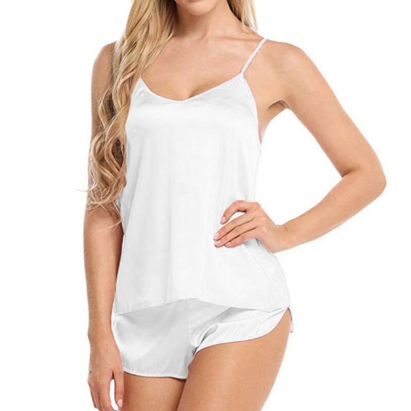Damska seksowna lodowa jedwabista piżama nocna bielizna nocna koszulka i szorty biała czarna szara XL xxxxxl wygodna w stylu Casual, letnia