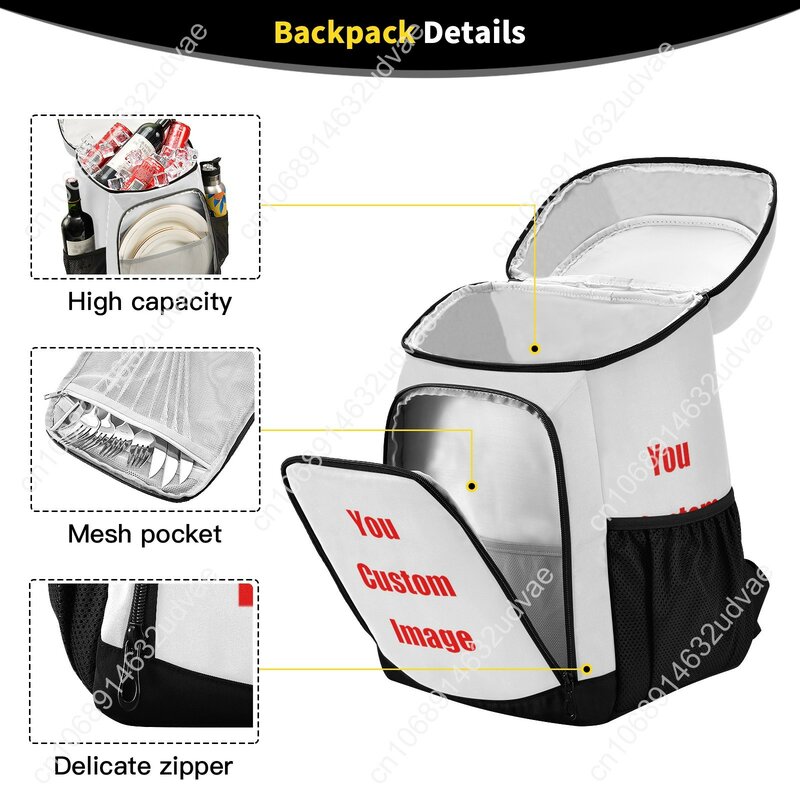 Grande mochila de piquenique térmica isolada, impermeável espessado saco térmico, refrigerador mochila, Frigorífico Bag, padrão personalizado, novo