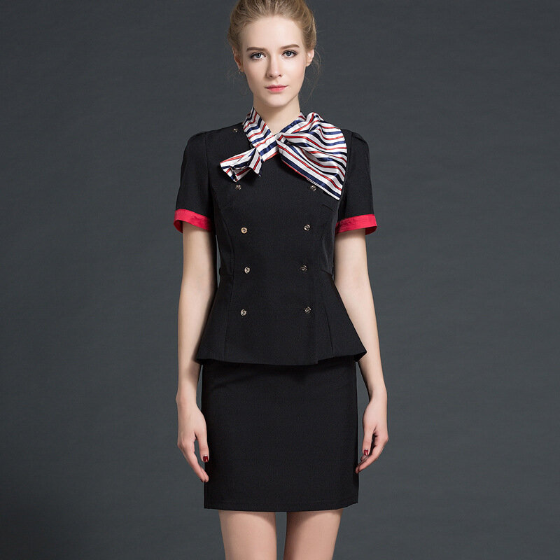 Fashion Eastern Airlines Stewardess Uniform Professional Suit Skirt Aviation Uniform Beautician Selling Hotel Work Clothes