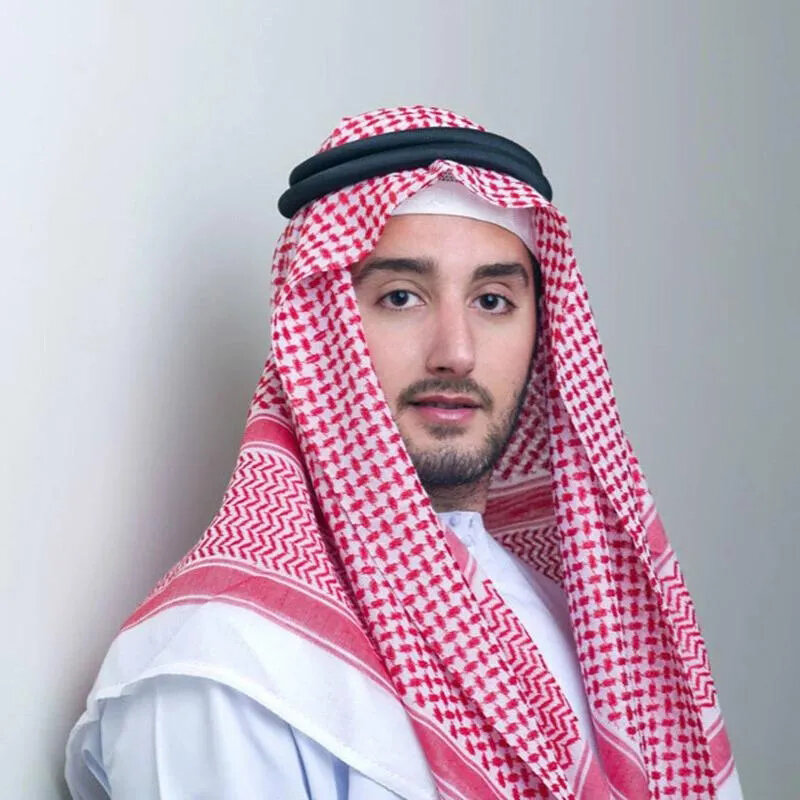 Men Plaid Hat Head Scarf Turban Black Hoop Muslim Hijabs Dubai Arabic Ramadan Pray Caps