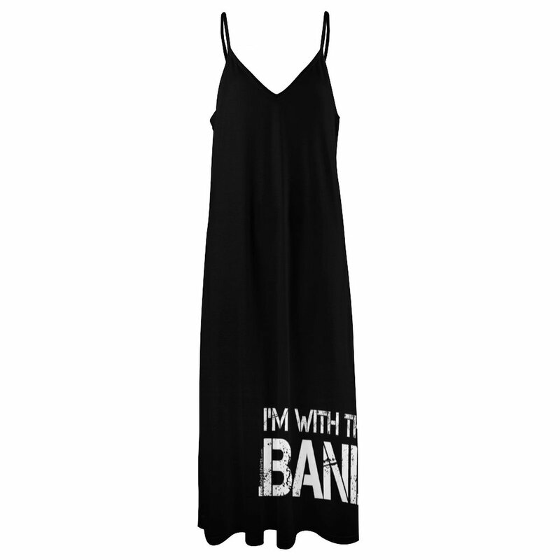 I'm With The Band (White Lettering) Sleeveless Dress Women's summer long dress Cocktail of dresses