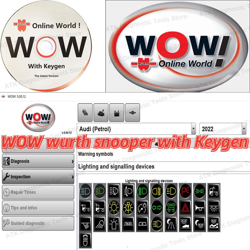 2023 Hot wurth WOW V5.00.12 WOW 5.00.8 R2 Software multi-bahasa dengan Kuen untuk Tcs Multi-AG alat diagnostik mobil