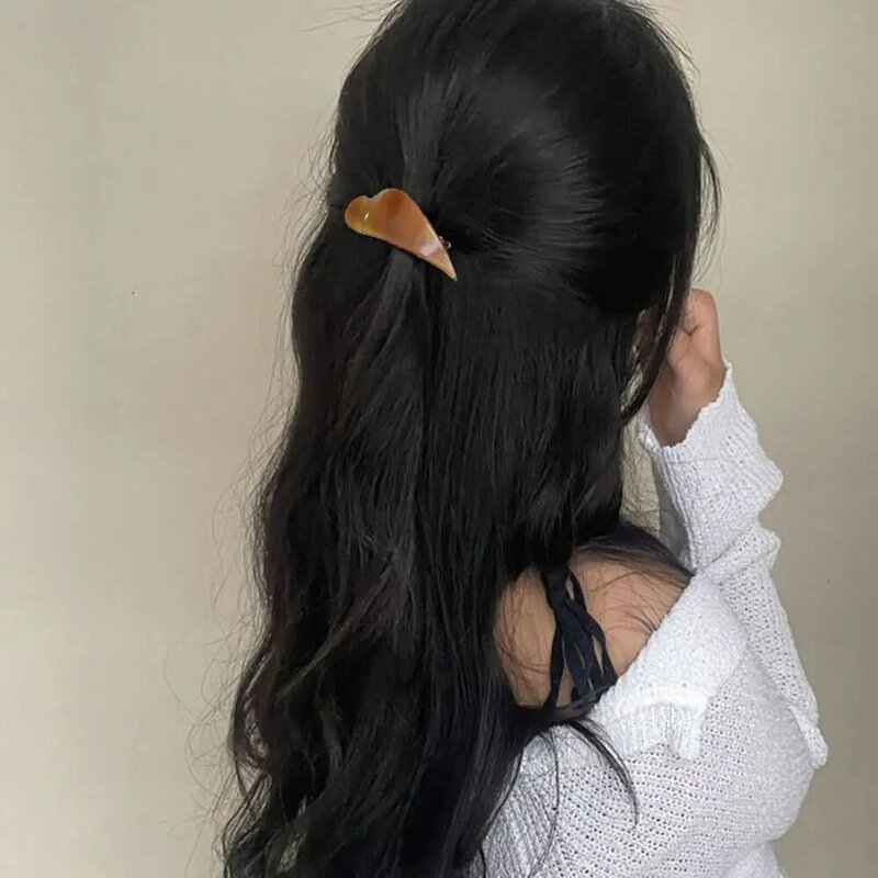 Marmur ziarna octanu słodka skorupa geometryczne proste koreański styl serce spinki do włosów
