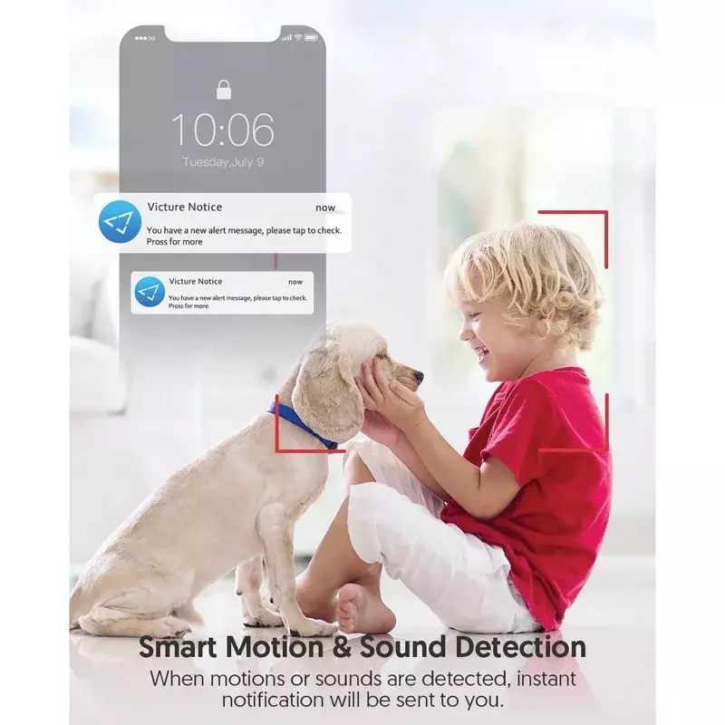 Victure Monitor bayi WiFi, kamera keamanan rumah pintar dalam ruangan 1080P dengan penglihatan malam warna, putih