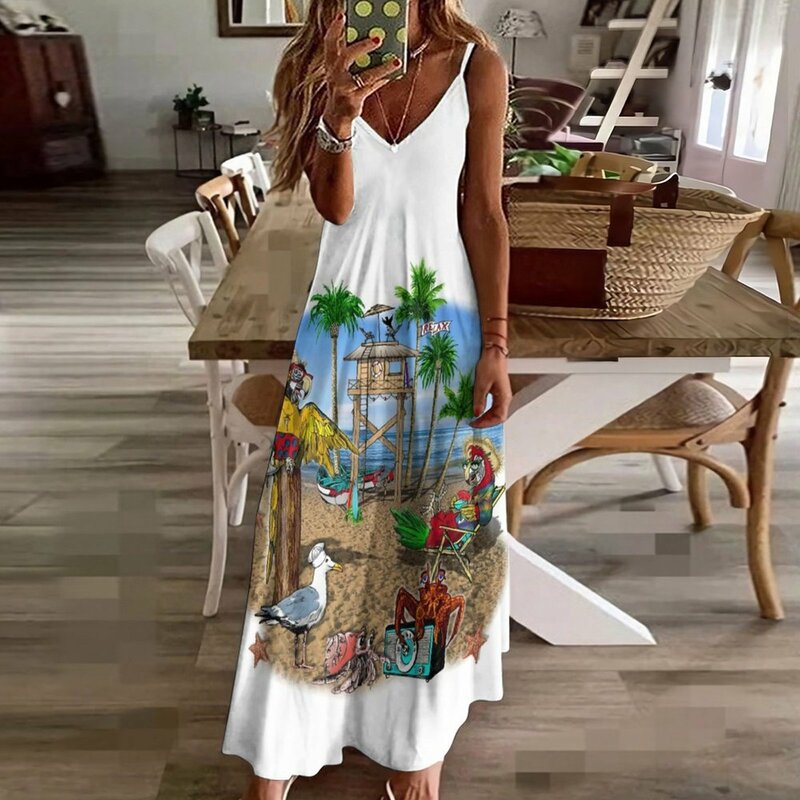 Parrot Beach Party Sleeveless Dress dresses for woman 2023 Long dress dress party night dress women elegant luxury