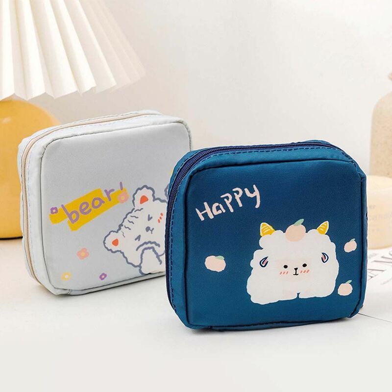 Cute Tampon Pouch Girls Rabbit Bear Travel articoli vari Storage portamonete coreano sacchetto di immagazzinaggio del tovagliolo sanitario borsa per il trucco del fumetto