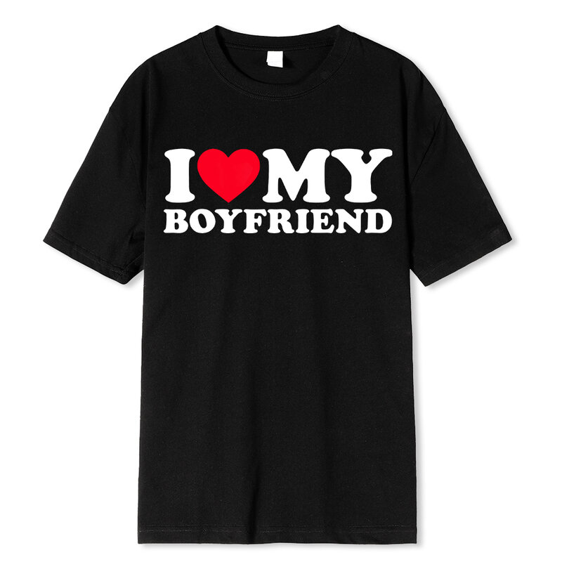 I Love My Boyfriend pakaian Saya cinta pacar saya T Shirt pria jadi tolong tinggal jauh dari saya Lucu BF GF mengatakan kutipan hadiah Tee Atasan