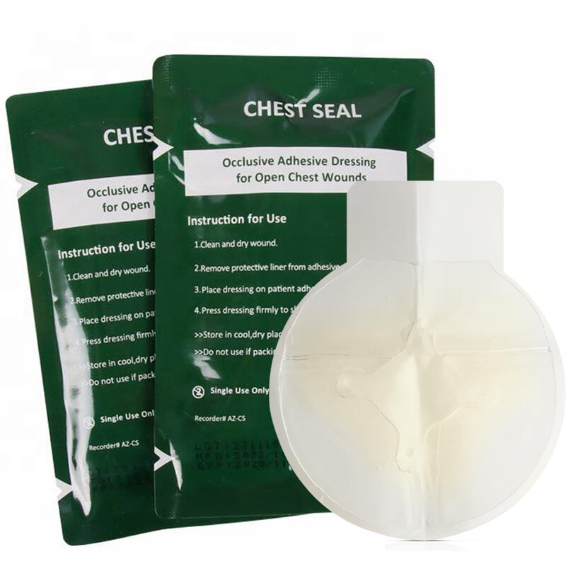 New Vented Chest Seal Vent Chest Seal Wound Dressing, Adhesive and Sterile, for Open Chest Injury and Sucking Chest Wound