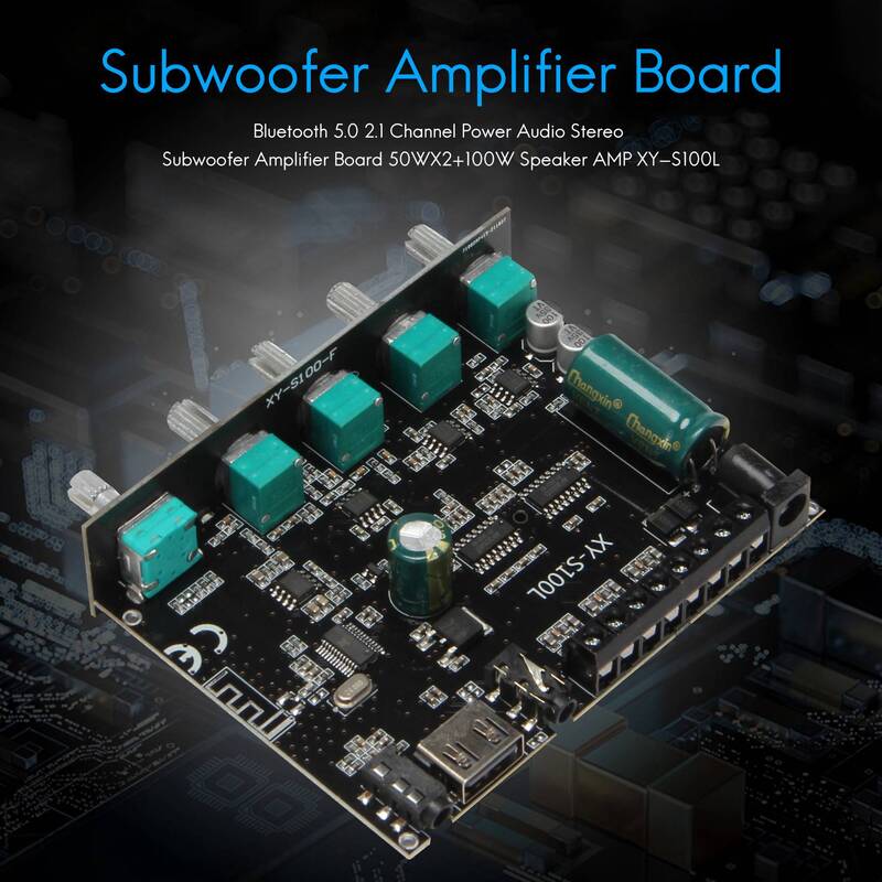 Bluetooth 5.0 2.1 Channel Power Audio Stereo Subwoofer Amplifier Board 50WX2+100W Speaker AMP XY-S100L