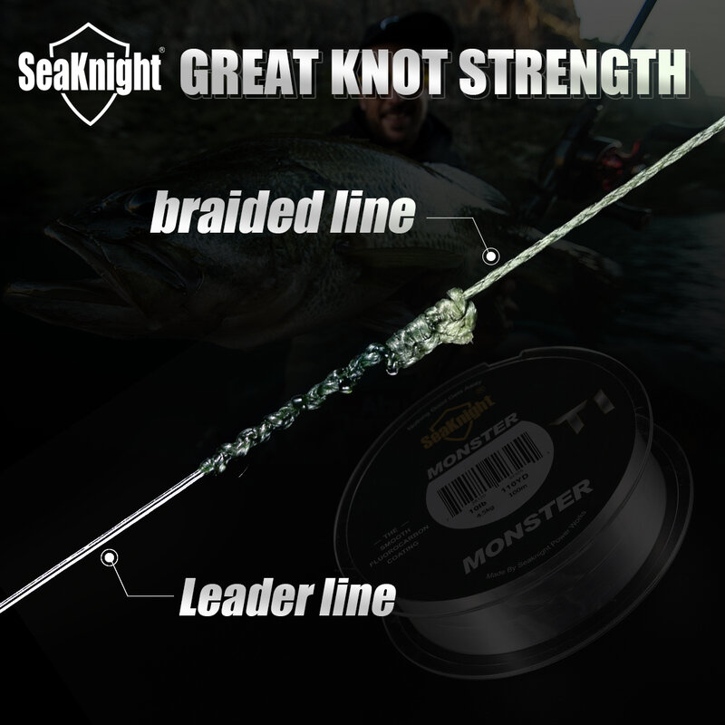 Seaknight-triposeidonシリーズpe編組釣り糸、マルチフィラメント、スムーズな鯉釣り、4ストランド、300m、8-60lb