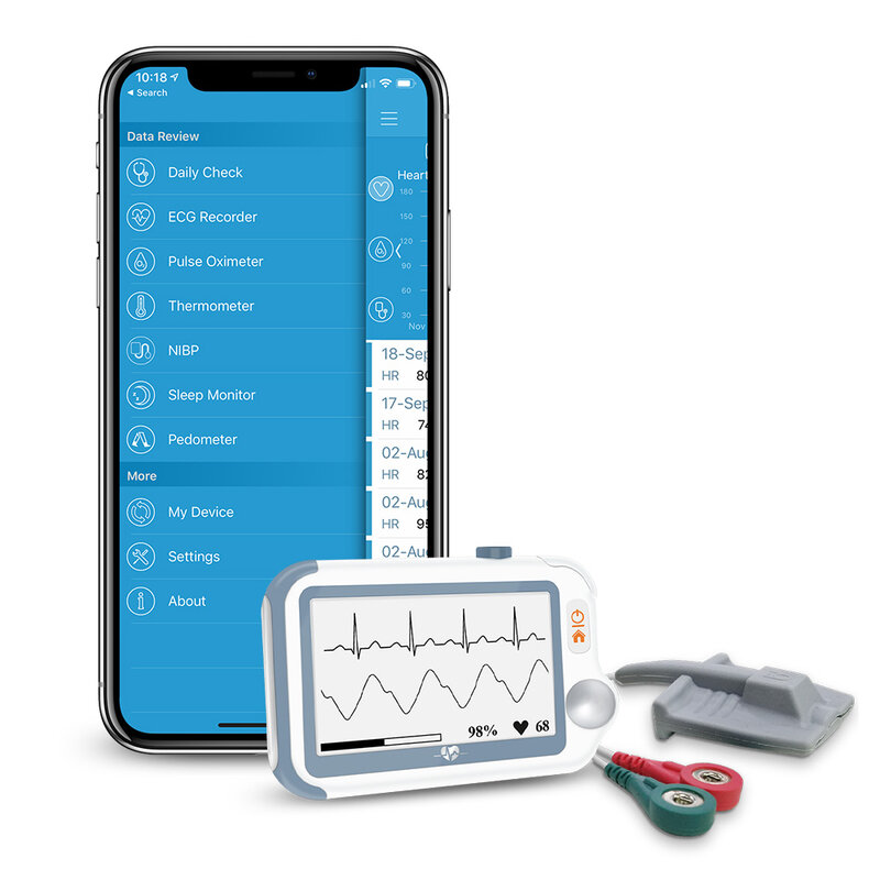 Viatom checkme pro multi parâmetros sinais vitais monitor de oxigênio no sangue bp com ecg portátil handheld sinais vitais monitor