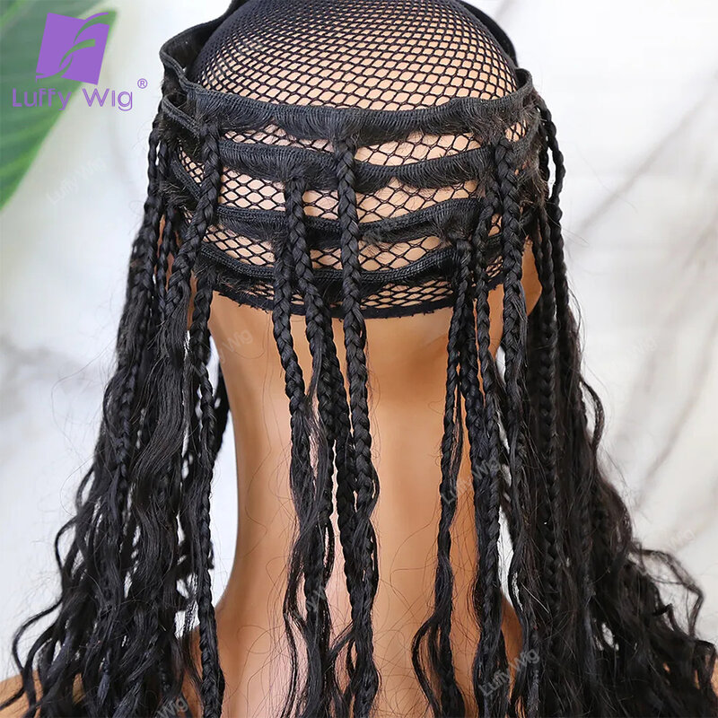 Плетеные крючком волосы в стиле бохо с кудрявыми концами, бирманские неповрежденные человеческие волосы, предварительно плетеные удлинители без узлов для черных женщин, 150 г, Луффи
