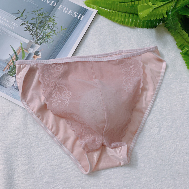Sexy Lingerie Lace Transparent Briefs Thongs Underwear For Men Sissy Pouch Panties  Briefs Pump Man Glossy Panties