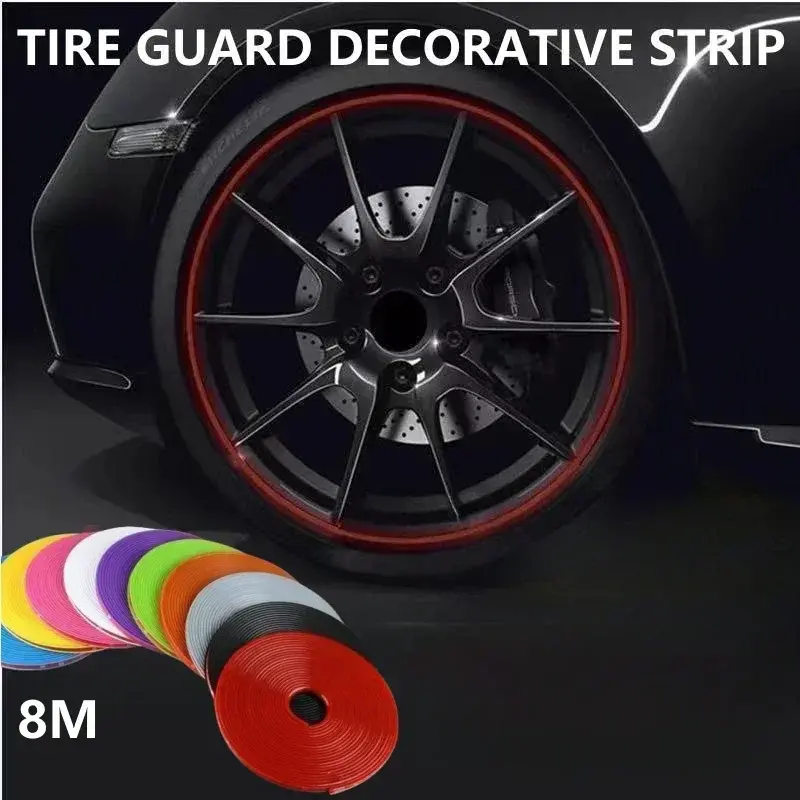 8 Meter Auto Rad Felgen blätter Protector Line Reifens chutz dekorative Streifen Gummi leiste Trim mehr Farbe Auto Aufkleber Styling