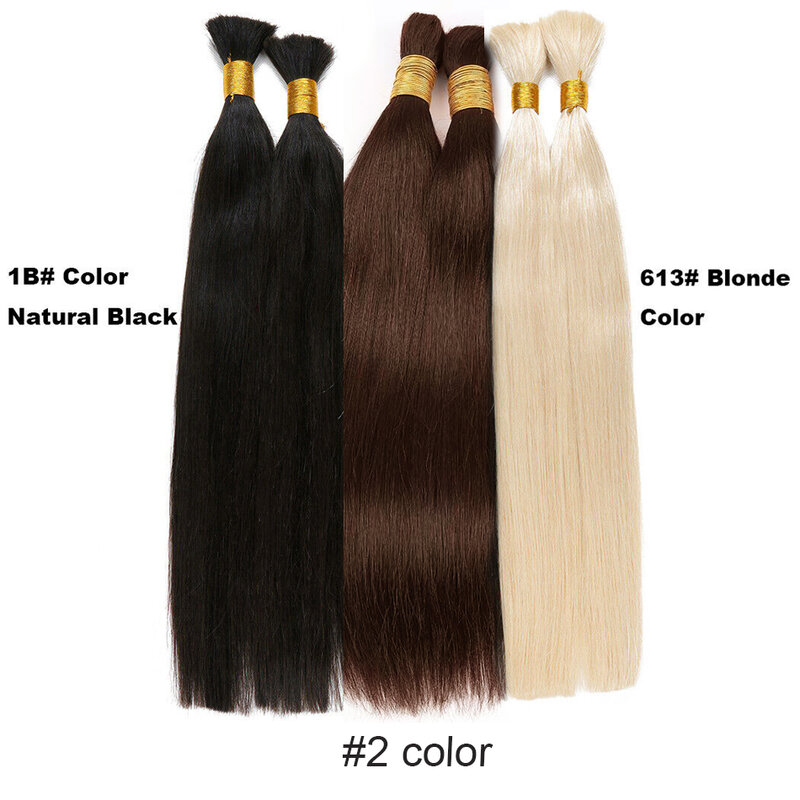 Rambut manusia jumlah besar untuk mengepang lurus rambut manusia Virgin Brasil 16-24 inci 50g hitam alami # 1B warna untuk Salon kualitas tinggi