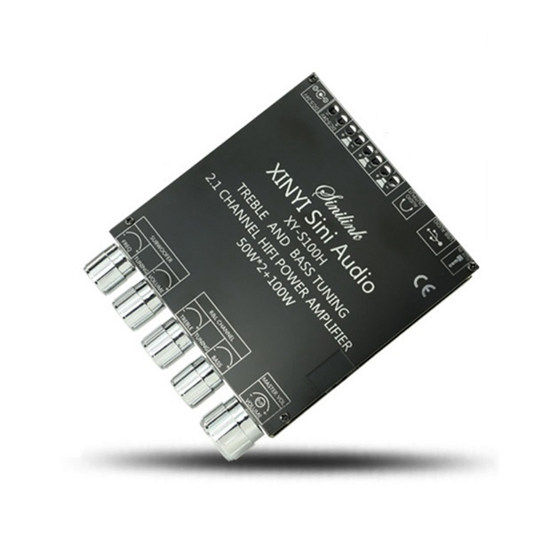 Placa do amplificador Bluetooth do canal XY-S100H 2.1, TPA3116D2, 50W x 2 + 100W, Subwoofer de alta potência, Módulo de áudio BT5.0, DC 5-26V